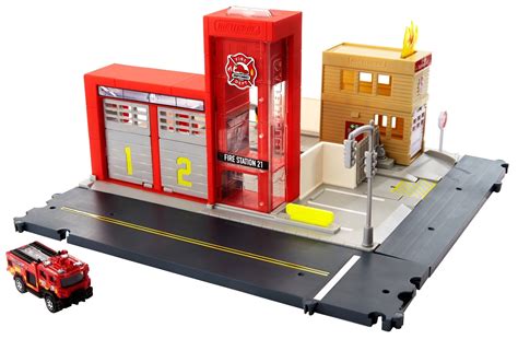 Matchbox Action Drivers Fire Station Rescue Playset with 1:64 Scale ...