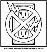 Never Stick Anything Into An Electrical Socket Coloring Pages  sketch template