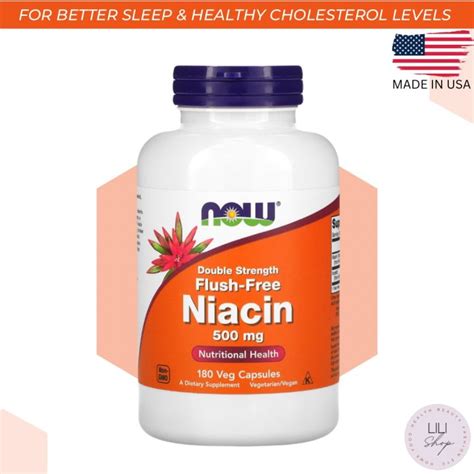 Niacin (Vit B3) Flush-Free Double Strength 500mg 180 Caps Exp 12/2025 NOW Foods | Lazada PH