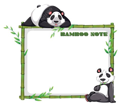 Border Design With Bamboo And Panda Clip Art Frame Board Vector, Clip ...