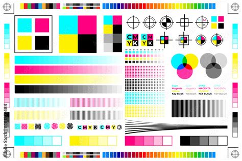 CMYK Print Calibration Illustration with Offset Printing Marks and ...