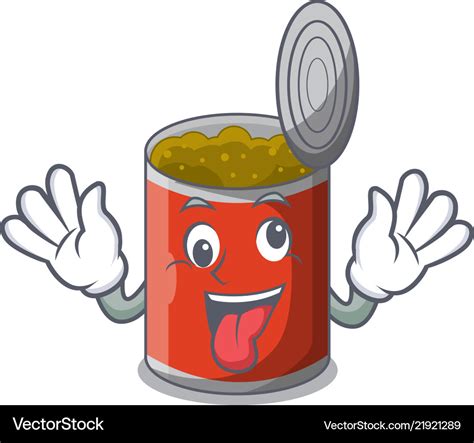 Crazy canned food on the tablecloth cartoon Vector Image