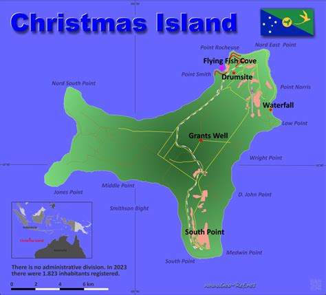 Christmas Island Country data, links and map by administrative structure