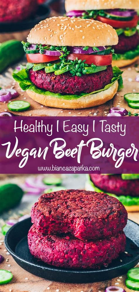 Vegan Beet Burger | Leckere vegane rezepte, Rezepte, Vegane hauptspeisen