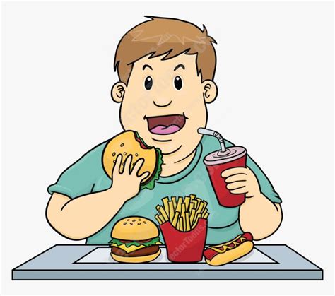 Eating Food Clipart Preview Of Transparent Png - Eating Junk Food Clipart Black And White, Png ...