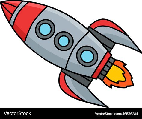 Rocket ship cartoon colored clipart Royalty Free Vector