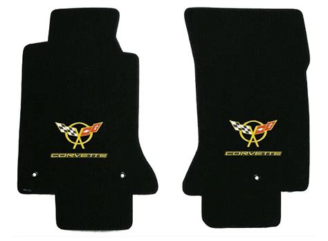 C5 Corvette Lloyd Classic Loop Front Floor Mats Double Logos Yellow - RPIDesigns.com