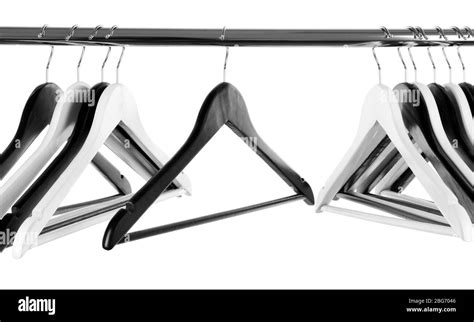 Black and white clothes hangers isolated on white Stock Photo - Alamy