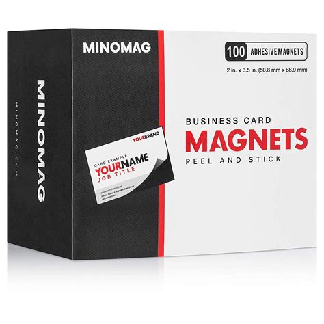 Minomag Adhesive Business Card Magnets | Peel and Stick Magnetic Backings (Box of 100, 3.5 inch ...