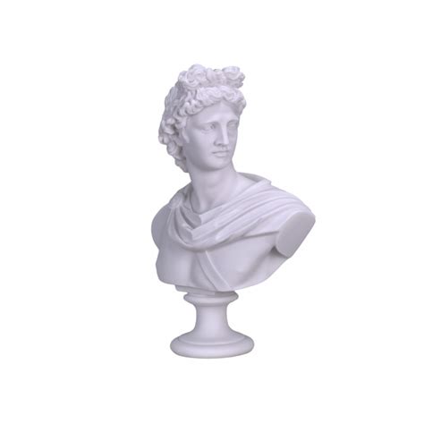 APOLLO Greek Roman God Bust Head Statue Alabaster Sculpture Handmade 12.6"