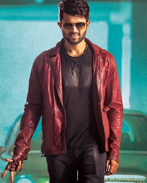 Download Vijay Deverakonda Red Leather Jacket 4k Wallpaper | Wallpapers.com