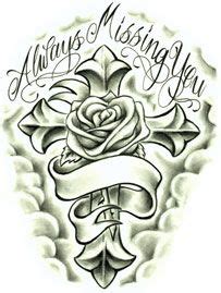 Always Missing You Rose and Cross at BullseyeTattoos.com | Tattoo designs, Cross tattoos for ...