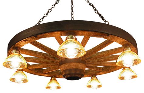 Large Wagon Wheel Chandelier with Down Lights - Rustic - Chandeliers - by Muskoka Lifestyle Products