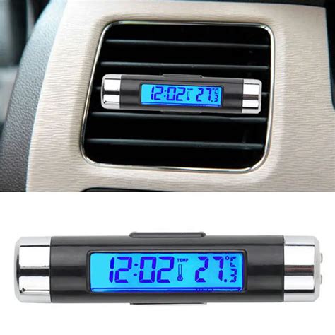 Small 2in1 LED Digital Car Clock Thermometer Temperature Auto LCD ...