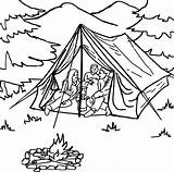Camping Coloring Pages Family In Tent  Free Printable sketch template