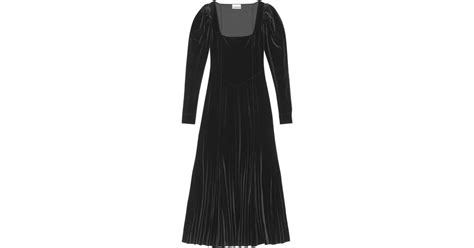 Ganni Square-neck Velvet Maxi Dress in Black | Lyst