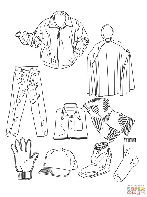 Various Clothes coloring page | Free Printable Coloring Pages