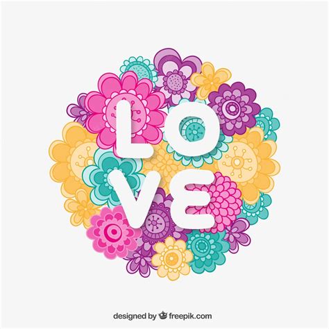 Free Vector | Love card with colorful flowers