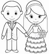 A coloring Page With Bride And Groom In Their Wedding Attire Holding  sketch template