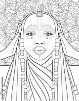 African Girl Black Woman Coloring Page Women Face  sketch template