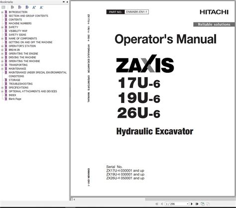 Hitachi ZX17U-6 ZX19U-6 ZX26U-6 Excavator Operators Manual PDF