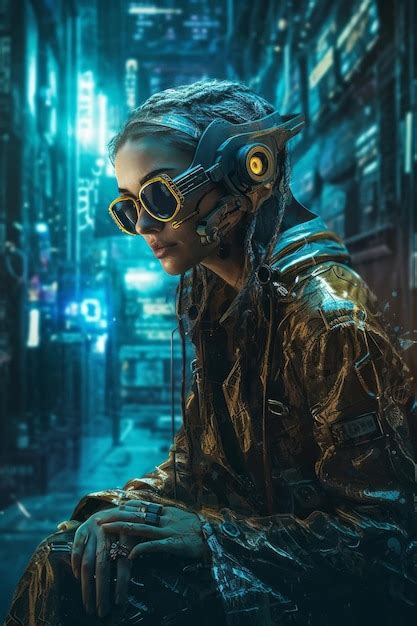 Premium AI Image | A woman in a futuristic city with a cyberpunk style on the cover