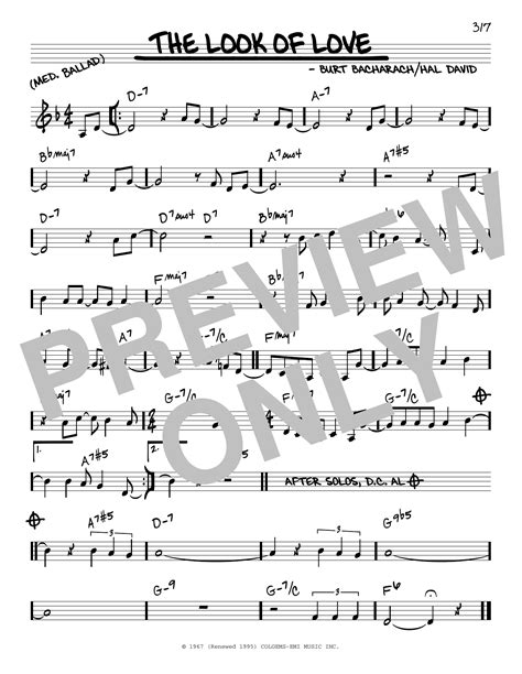 Bacharach & David "The Look Of Love" Sheet Music Notes | Download ...