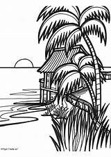Sunset In A Small House coloring Page sketch template