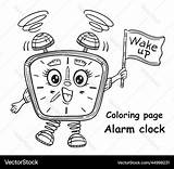 Ringing alarm clock Character Wake coloring book Vector Image sketch template