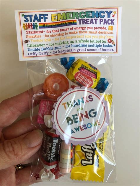 STAFF Emergency Treat Pack sweet Thoughts Goody Bag Happy - Etsy | Employee appreciation gifts ...