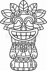 Hawaiian Tiki Mask Coloring Pages Printable Sketch Page sketch template