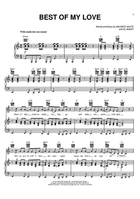 Best Of My Love" Sheet Music by The Emotions for Piano/Vocal/Chords - Sheet Music Now