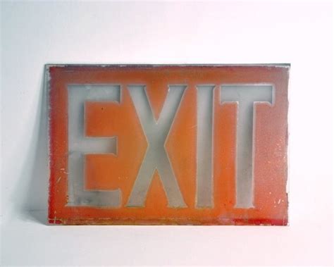 Vintage Glass EXIT Sign