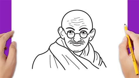 How to draw Mahatma Gandhi easy - YouTube