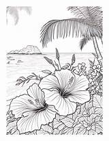 Free Printable Tropical Paradise  Flower Coloring Page For sketch template