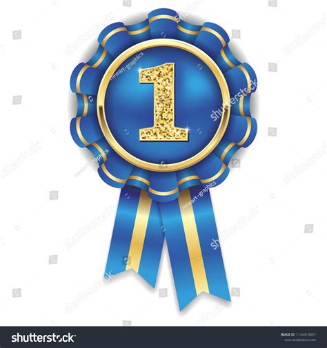 Gold 1st Place Rosette Badge Blue Stock Vector (Royalty Free) 1134313037 | Shutterstock