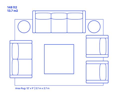 U-Shape Mixed Furniture Living Room Dimensions & Drawings | Dimensions.com