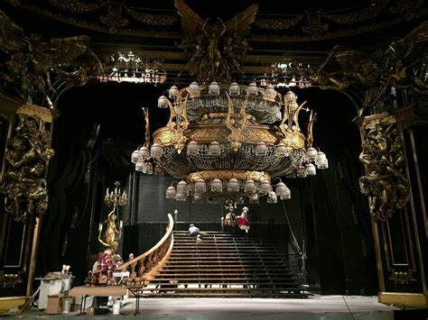 The Phantom Of The Opera chandelier got it's annual touch up today : r/Broadway