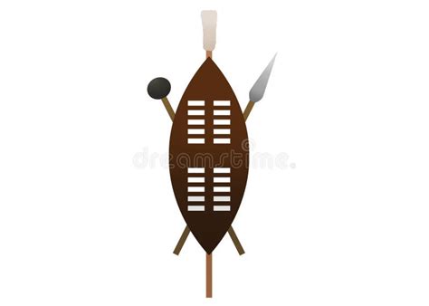 A Traditional Zulu Shield with Spear Stock Image - Illustration of ...