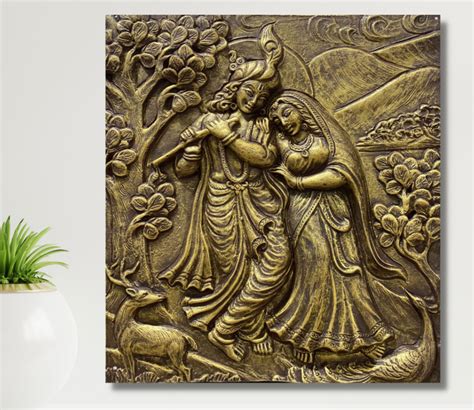 Buy Radha Krishna 3D Wall Hanging (Gold) Online in India at Best Price ...