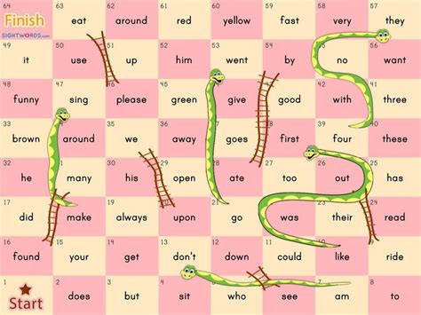 sight words snakes and ladders | Reading games for kids, Reading games ...