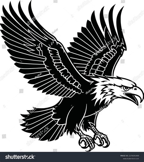 Flying Eagle Vector Illustration Black White Stock Vector (Royalty Free) 2279291469 | Shutterstock