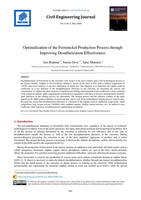 (PDF) Optimalization of the Ferronickel Production Process through Improving Desulfurization ...