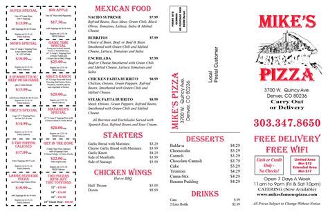 Mike's Famous Pizza Menu, Menu for Mike's Famous Pizza, Fort Logan ...