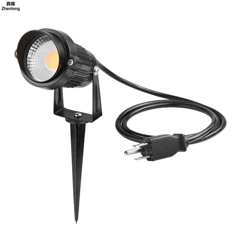 US Plug 5W COB LED Lawn Outdoor Light Waterproof IP65 with Spike Garden Spotlight Lamp Warm ...