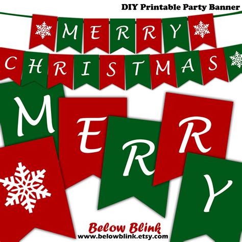 Merry Christmas Banner Printable Christmas Banner Snowflake - Etsy Australia