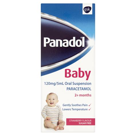 Panadol Baby 120mg/5ml Oral Suspension Paracetamol Strawberry Flavour 2+ Months 100ml - Pharmacy ...