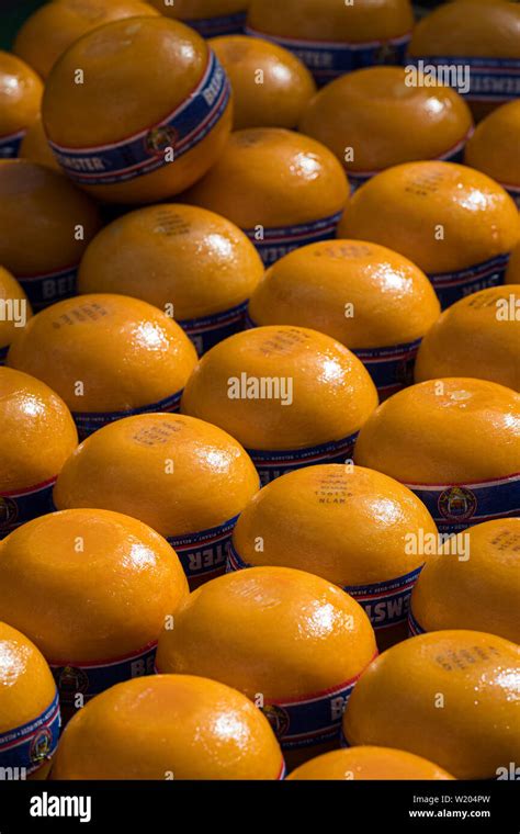 Edam, Netherlands - July 2019: Edam cheeses at the first cheese market of the season Stock Photo ...