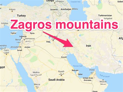 Zagros Mountains Physical Map