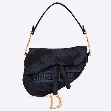 Dior Women Iconic Saddle Bag Camouflage Embroidered Canvas Christian ...